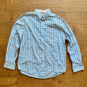 Izod Men's Blue and White Plaid Button-Down Shirt